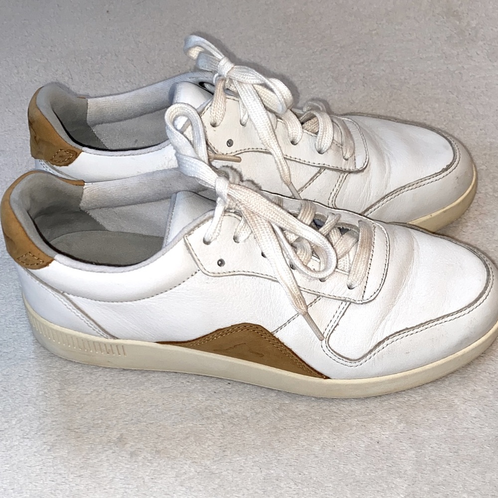 Everlane ReLeather white leather tan suede sneakers unisex Men 5.5 Women 7.5
